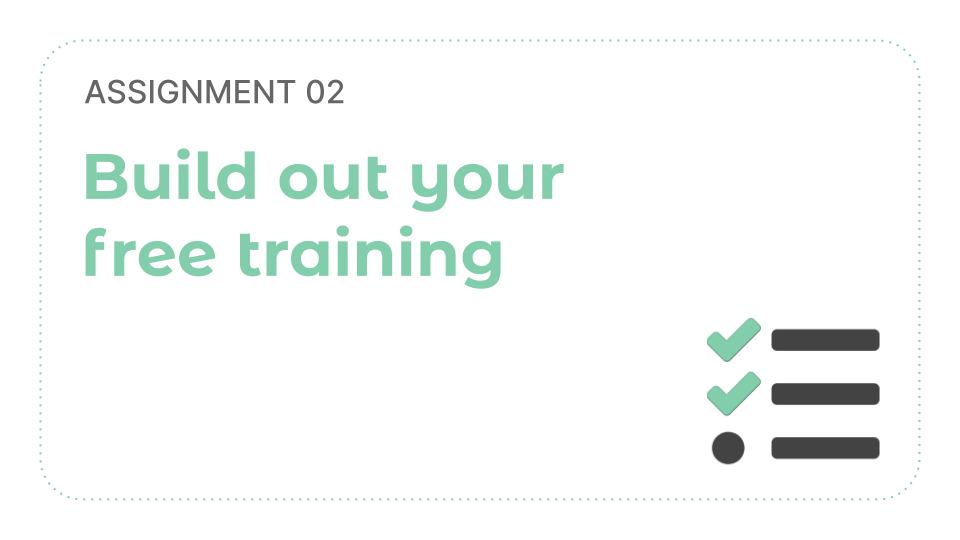 [A02] Build out your free training